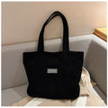 Amblot Black Ladies’ corduroy tote bag for casual wear