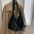 Amblot Black Large capacity leather hobo tote bag