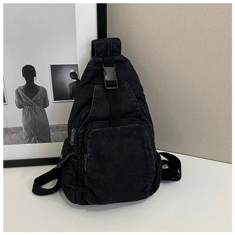 Amblot Black Large denim body bag