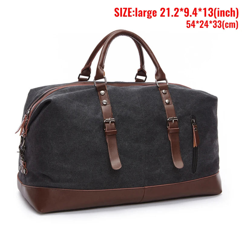 Amblot Black (Large) Leather men travel weekender bag