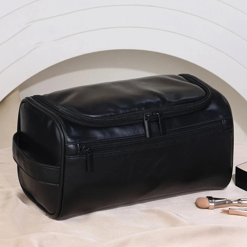 Amblot Black Large leather toiletry pouch