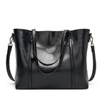 Amblot Black Large leather tote bag with zipper