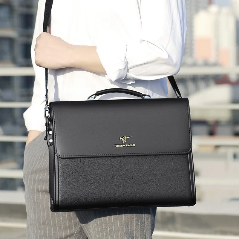 Amblot Black (Large) Men's formal leather briefcase