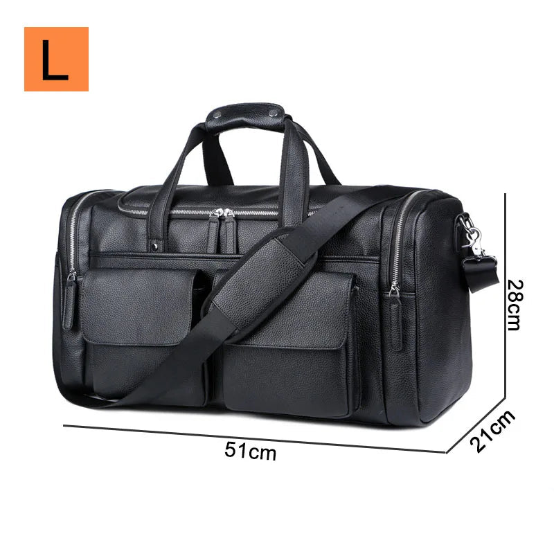 Amblot Black (Large) Style 1 Urban leather holdall with top handles