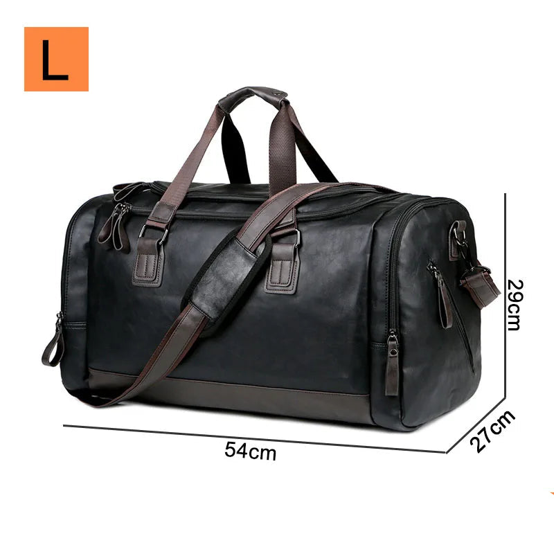 Amblot Black (Large) Style 2 Urban leather holdall with top handles