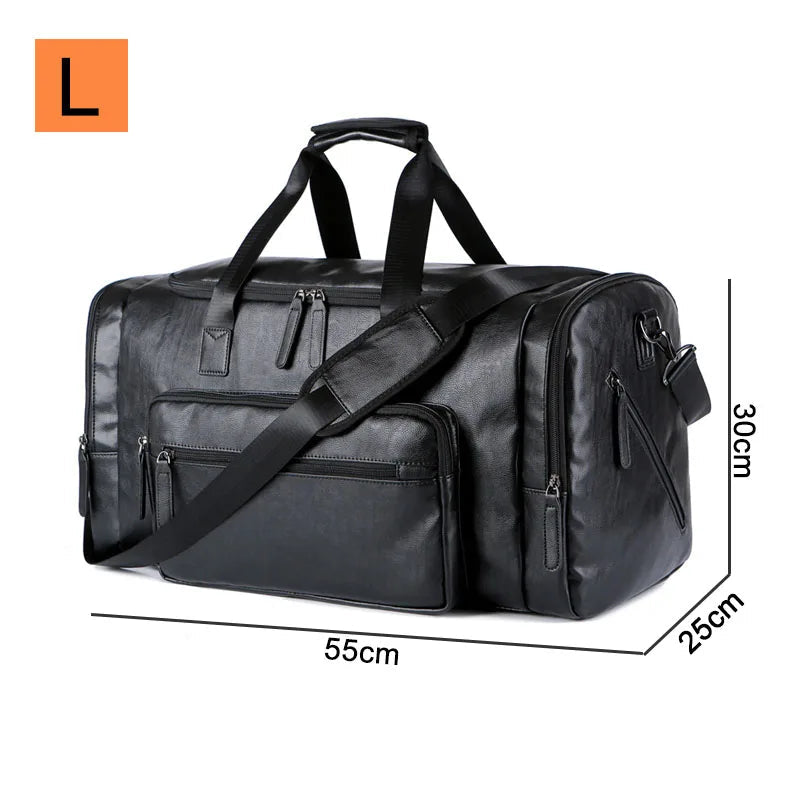 Amblot Black (Large) Style 3 Urban leather holdall with top handles