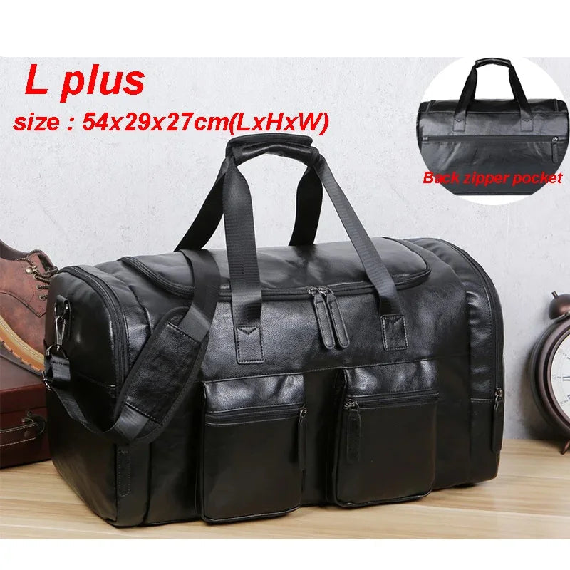 Amblot Black (Large) Style A Convertible leather duffle bag