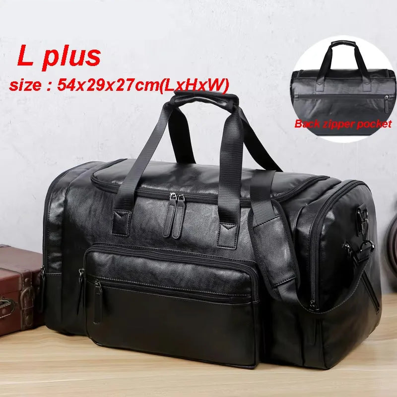 Amblot Black (Large) Style B Convertible leather duffle bag