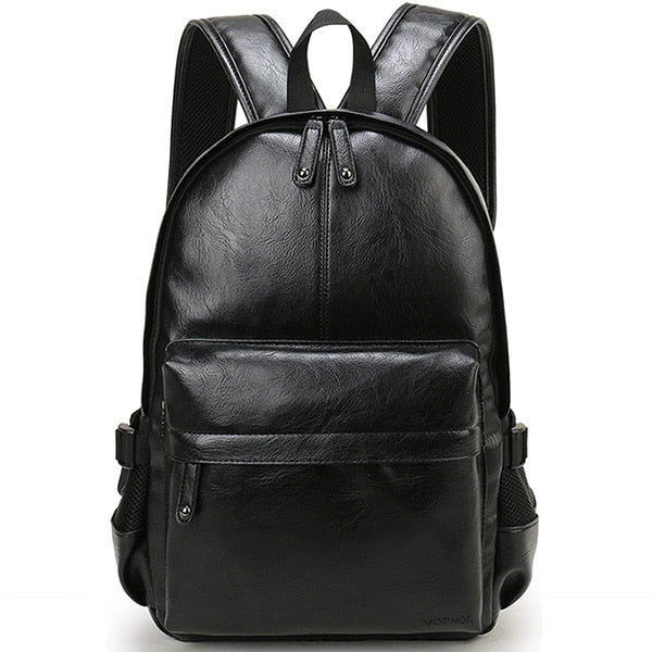 Amblot Black leather backpack for men