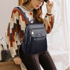 Amblot Black leather backpack for women