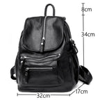 Amblot Black leather backpack purse for women