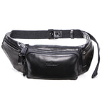 Amblot Black Leather belt bag for men
