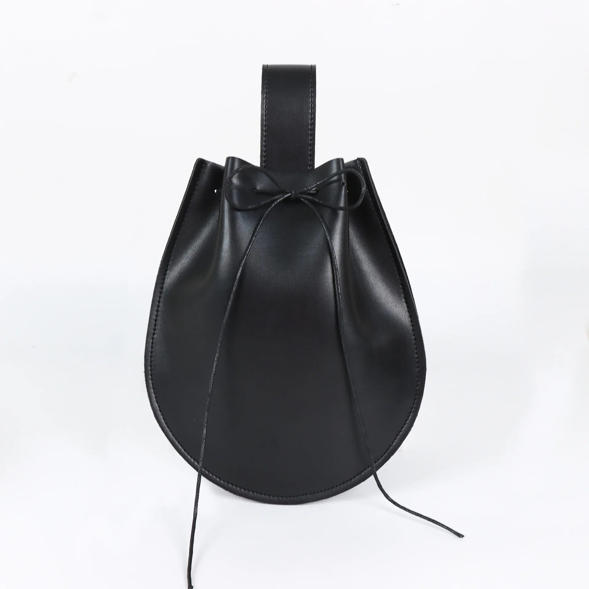 Amblot Black Leather drawstring pouch