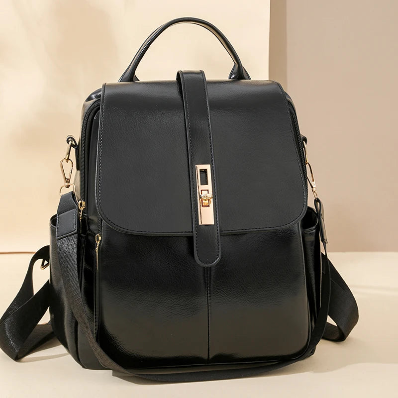 Amblot Black Leather flap satchel