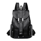 Amblot Black Leather knapsack with secure top flap