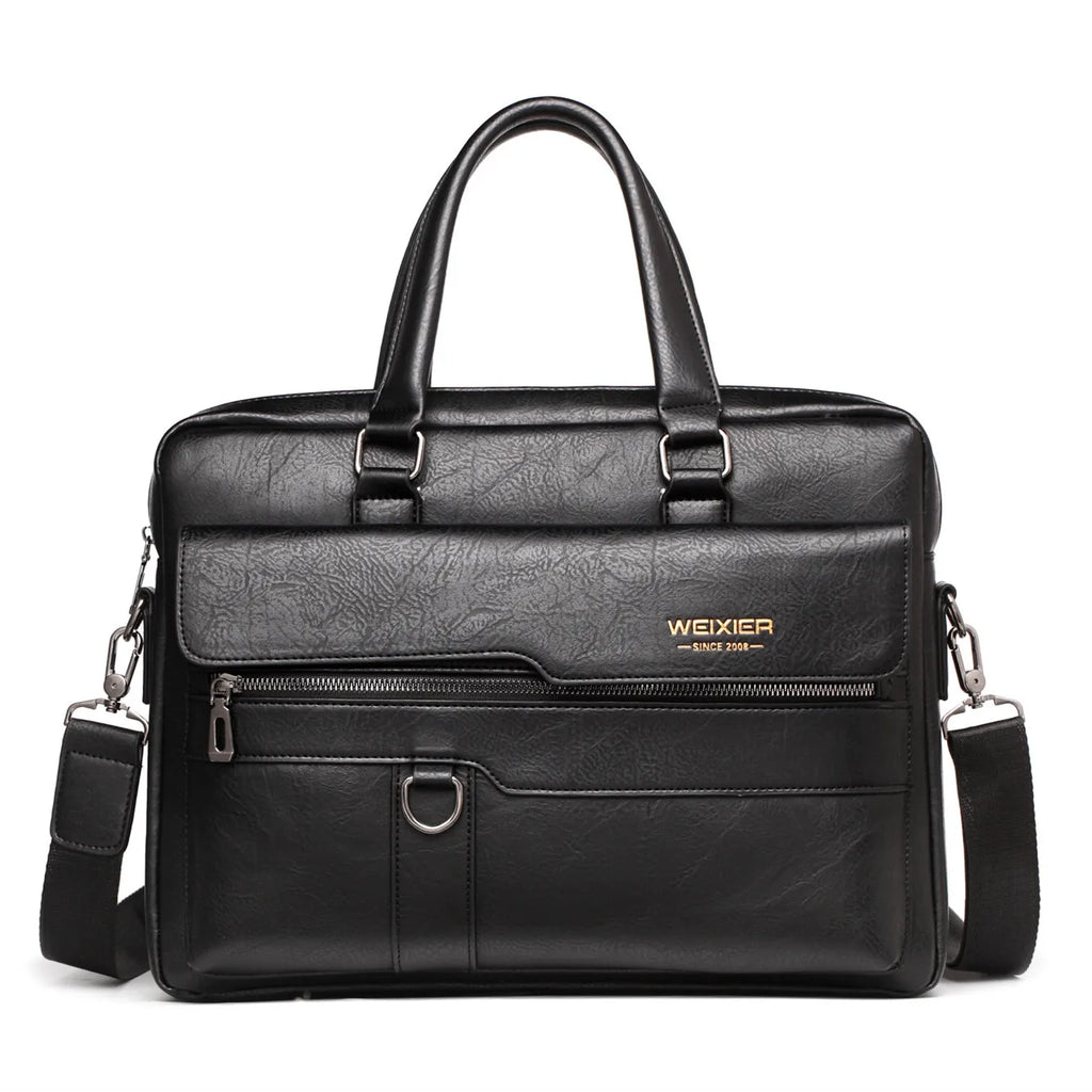 Amblot Black Leather laptop bag