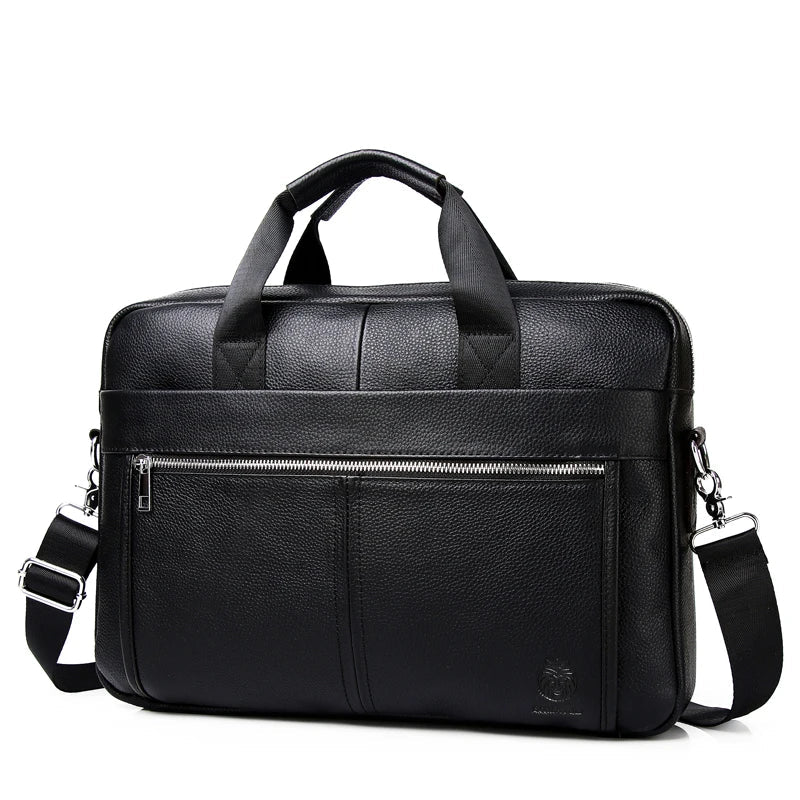Amblot Black Leather laptop portfolio bag