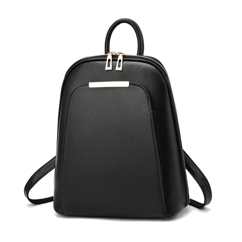 Amblot Black Leather mini knapsack for women