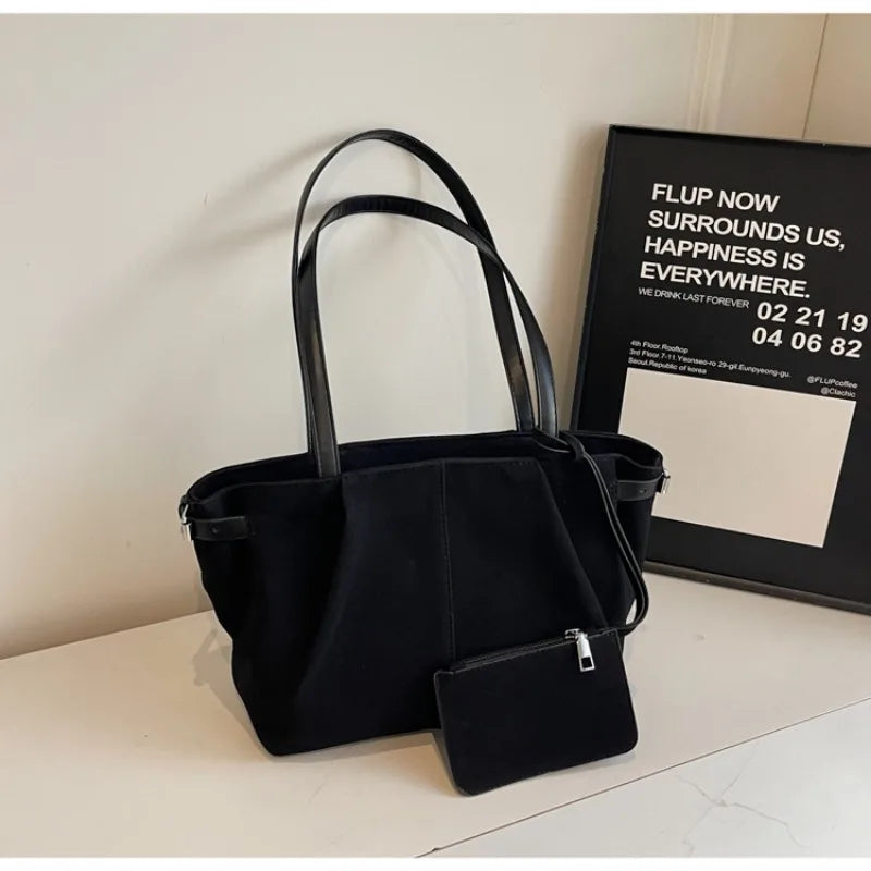 Amblot Black Lightweight suede tote bag