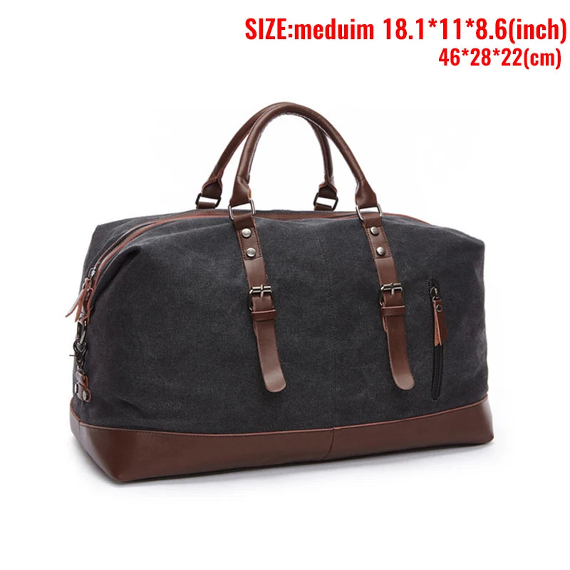 Amblot Black (Medium) Leather men travel weekender bag