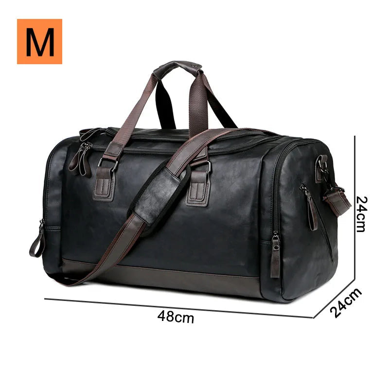Amblot Black (Medium) Style 2 Urban leather holdall with top handles