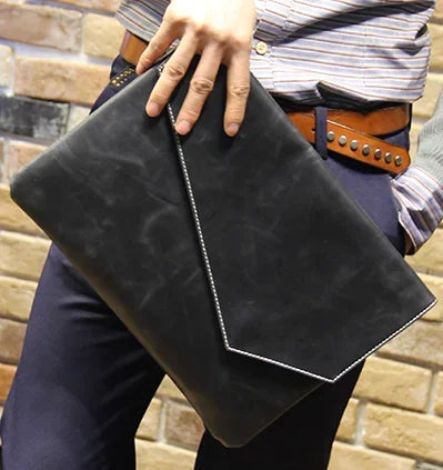 Amblot Black Men's leather clutch bag