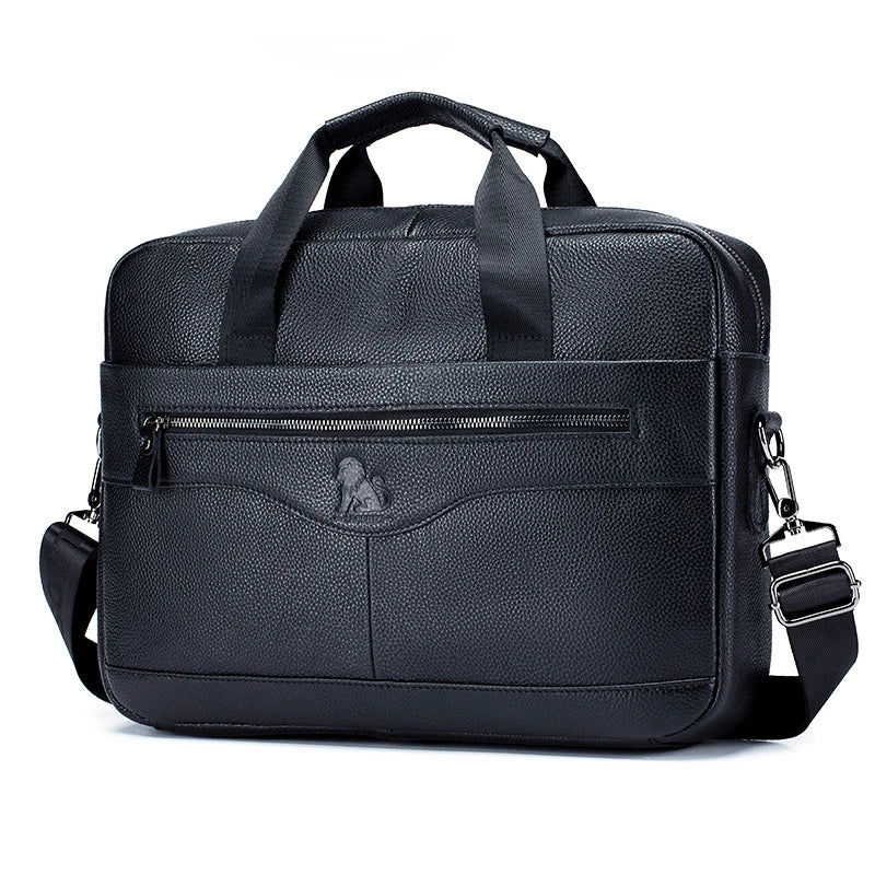 Amblot Black Men's structured leather laptop case