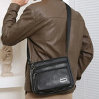 Amblot Black Men soft leather crossbody bag