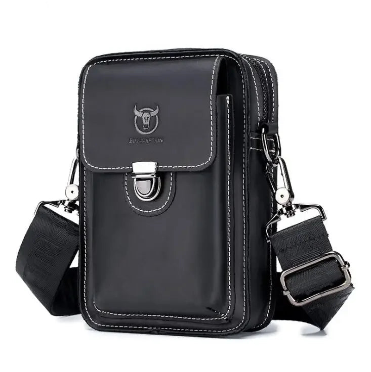 Amblot Black Men vintage leather crossbody bag