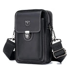 Amblot Black Men vintage leather crossbody bag