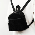 Amblot Black Mini corduroy backpack with adjustable straps