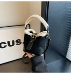 Amblot Black Mini square suede handbag with fake fur