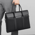 Amblot Black Minimalist leather briefcase for work