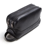 Amblot Black Minimalist leather toiletry bag