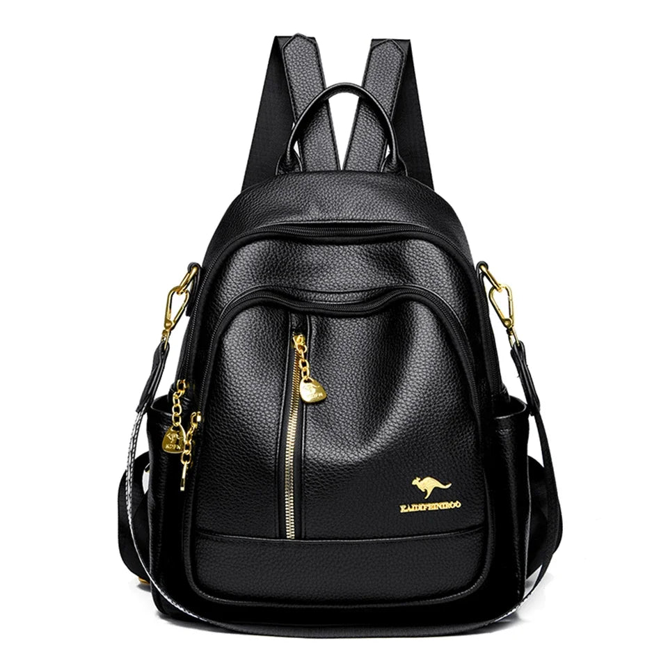 Amblot Black Modern leather backpack for women