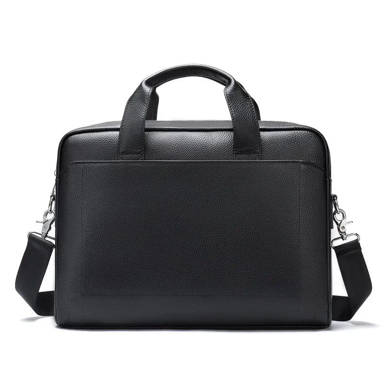 Amblot Black Modern leather briefcase with handle