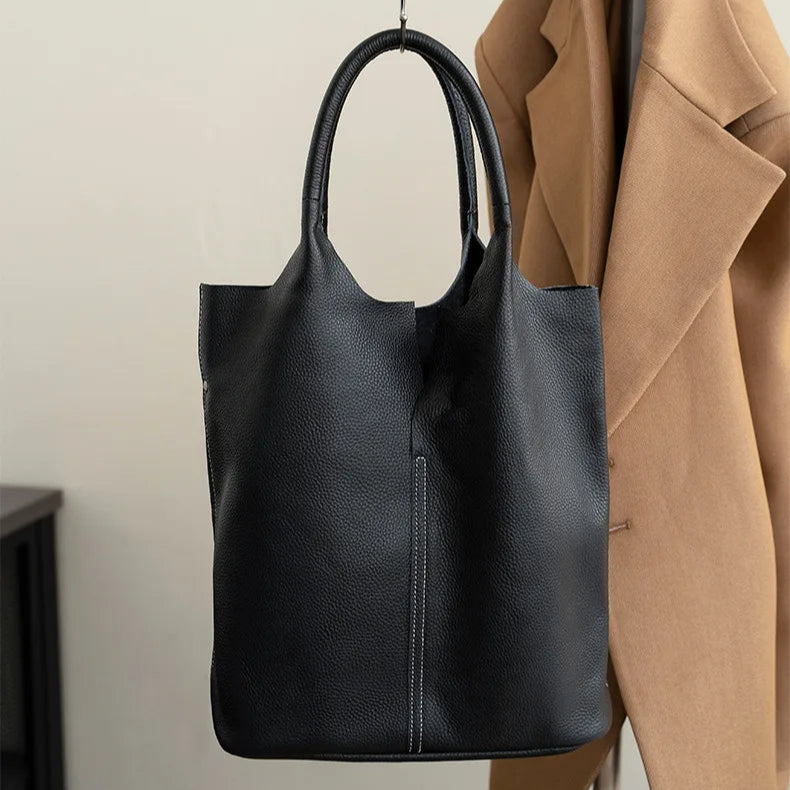 Amblot Black Modern leather tote bag