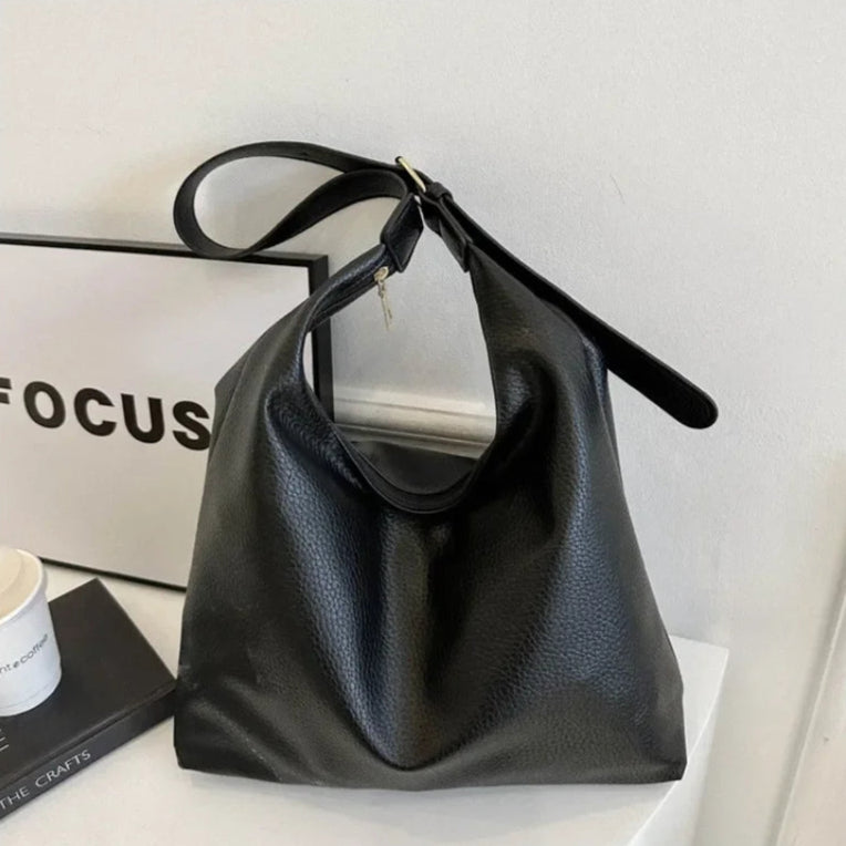 Amblot Black Oversized leather tote bag