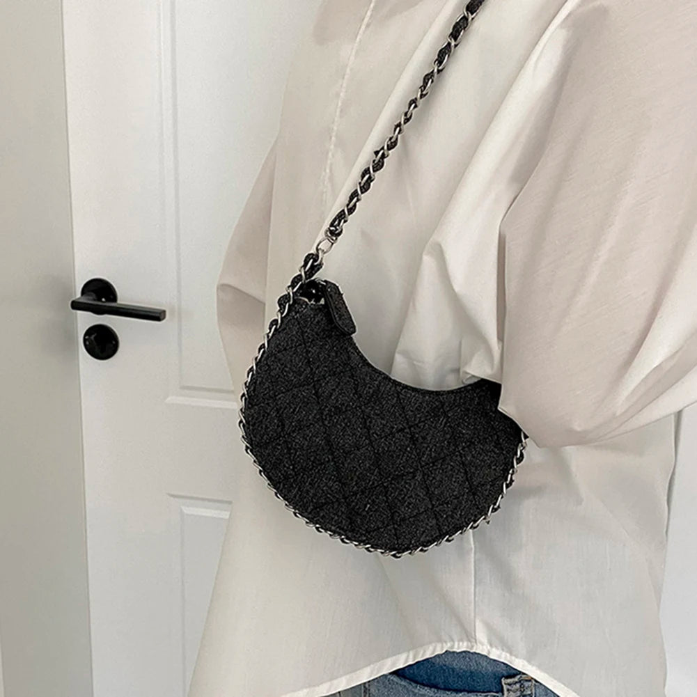 Amblot Black Quilted denim handbag