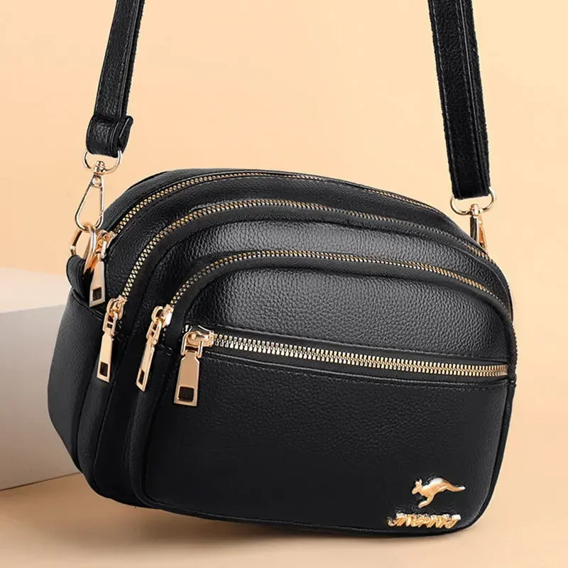 Amblot Black Retro leather shoulder purse