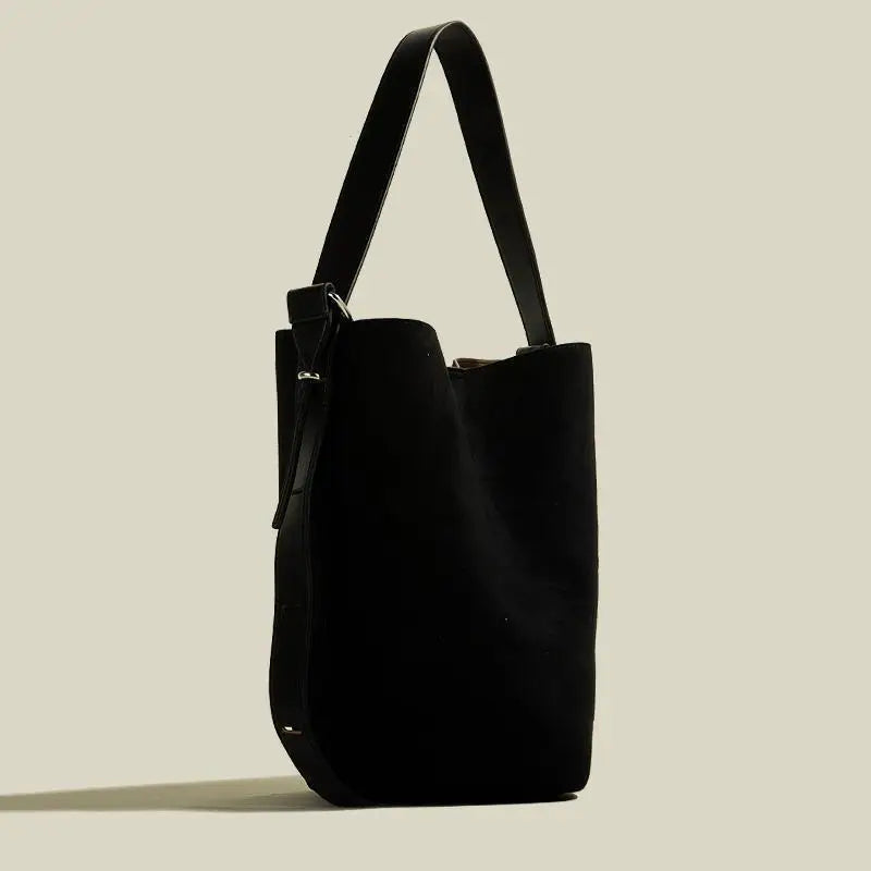 Amblot Black Retro suede tote bag