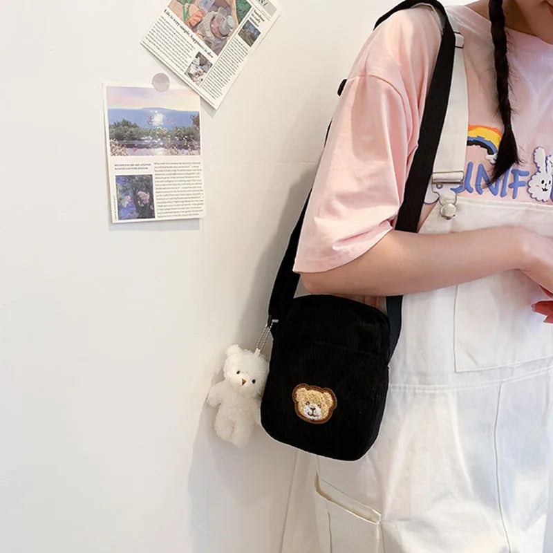 Amblot Black Small corduroy purse with zipper closure