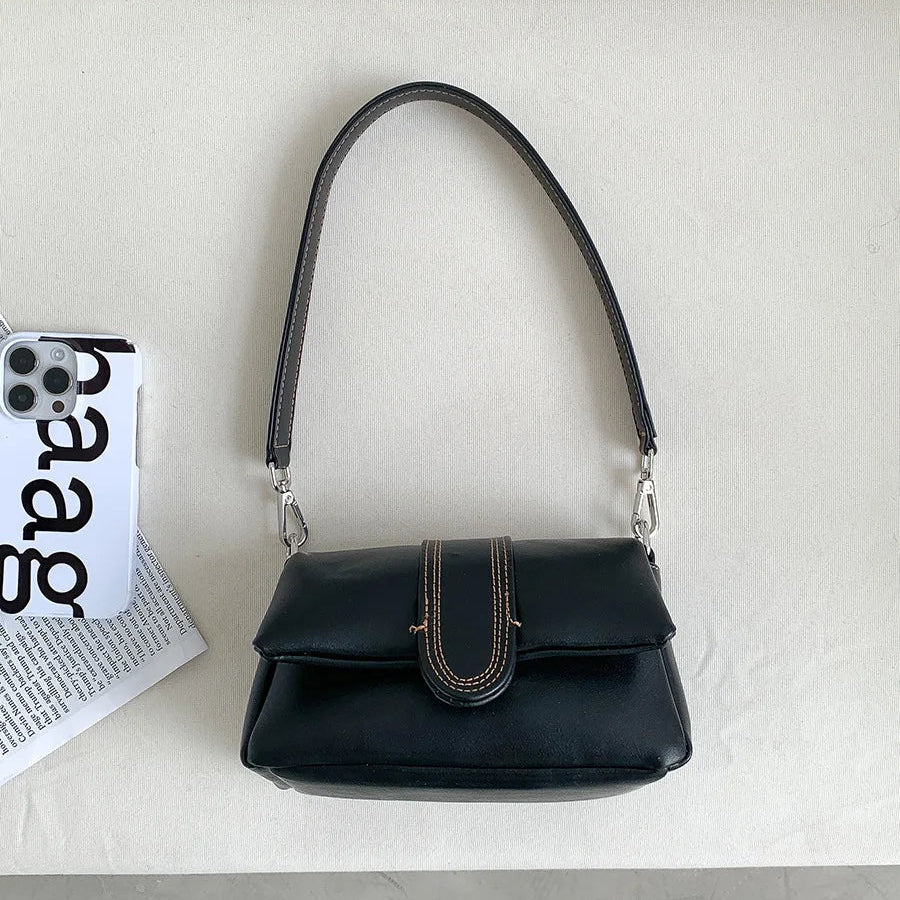 Amblot Black Small denim purse with button flap