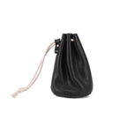 Amblot Black Small leather drawstring pouch