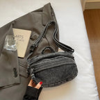 Amblot Black Soft denim clutch bag for women