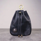 Amblot Black Soft leather drawstring pouch