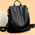 Amblot Black Soft leather travel backpack