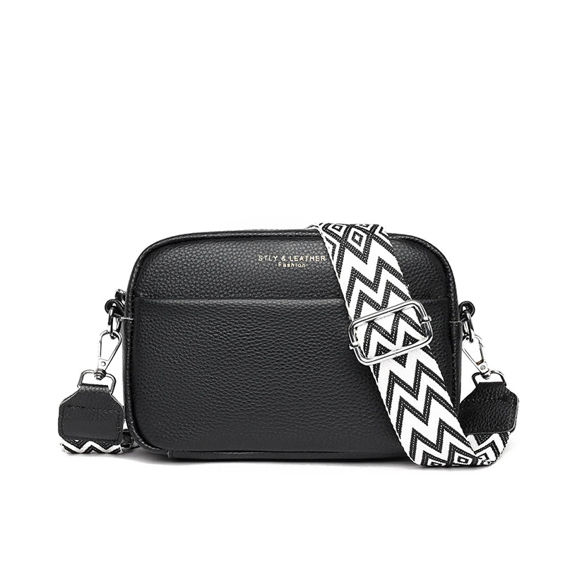 Amblot Black Soft minimalist leather crossbody bag