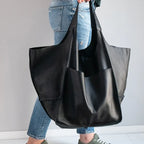 Amblot Black Soft oversized leather tote bag