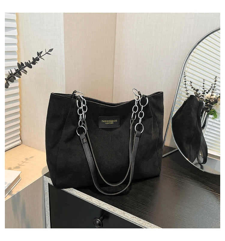 Amblot Black Soft-touch suede tote bag